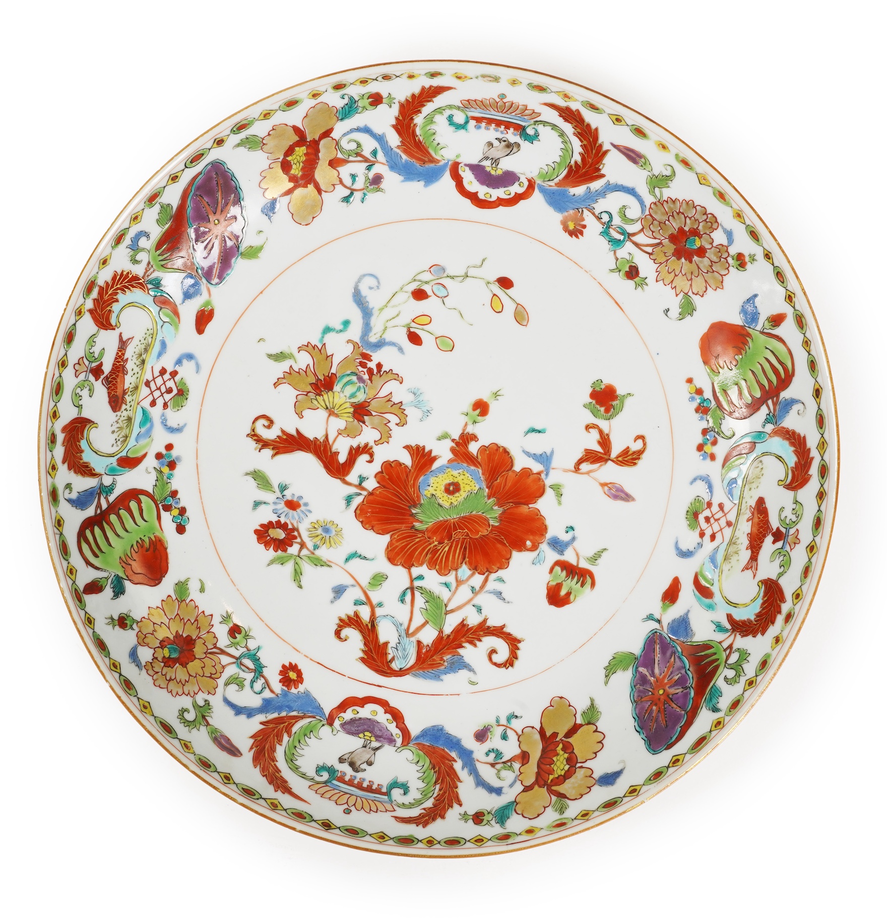 A Chinese famille rose ‘Pompadour’ dish, Qianlong period